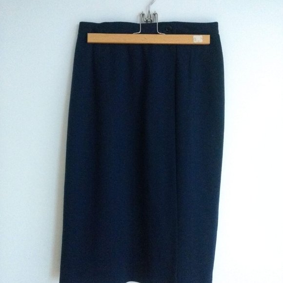 Vintage Giorgio Armani Midi Navy Wrap Skirt - Picture 6 of 6